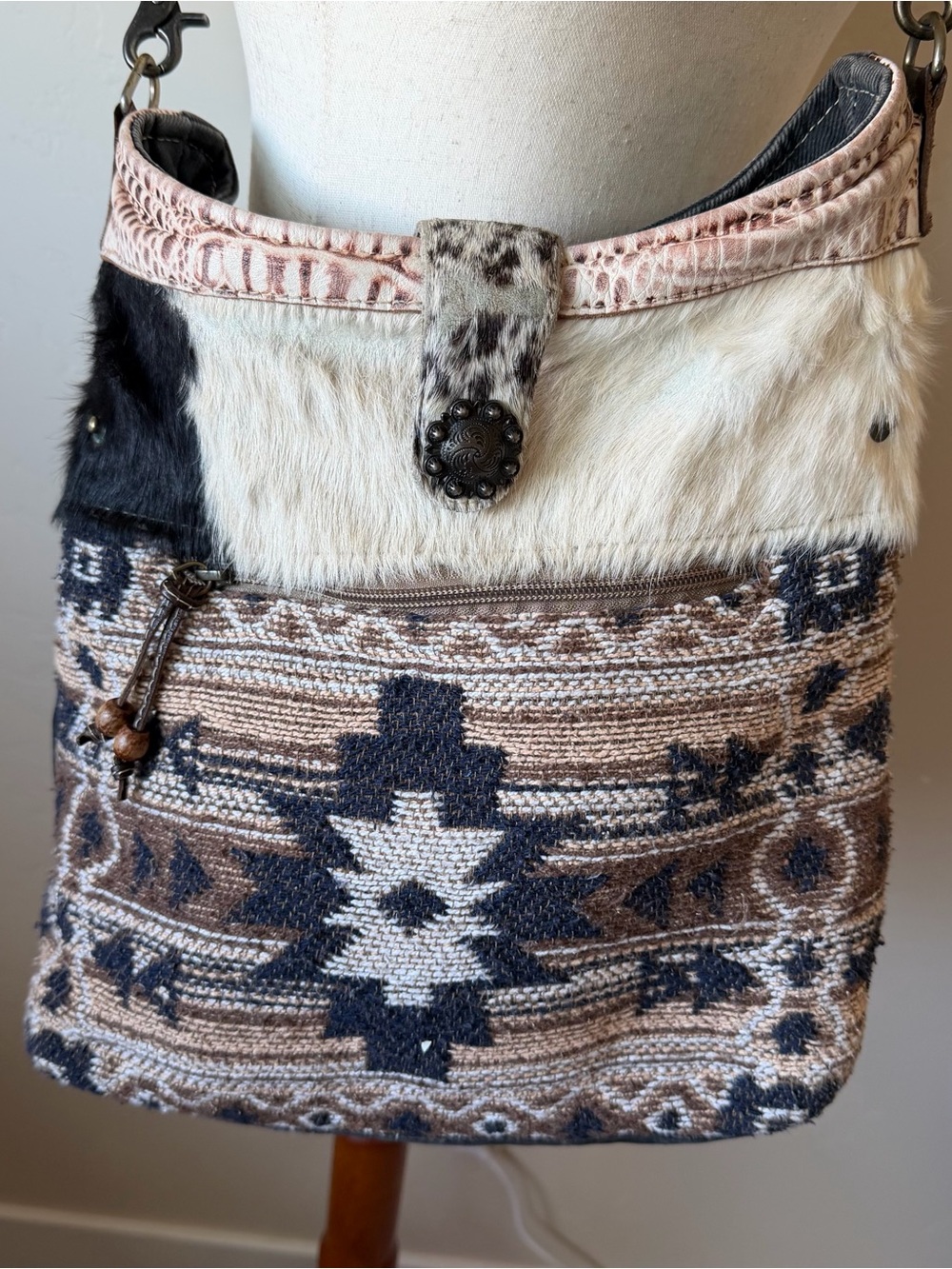 Myra Bag SHOULDER BAG Cow Hair Corduroy upholstery western boho Aztec